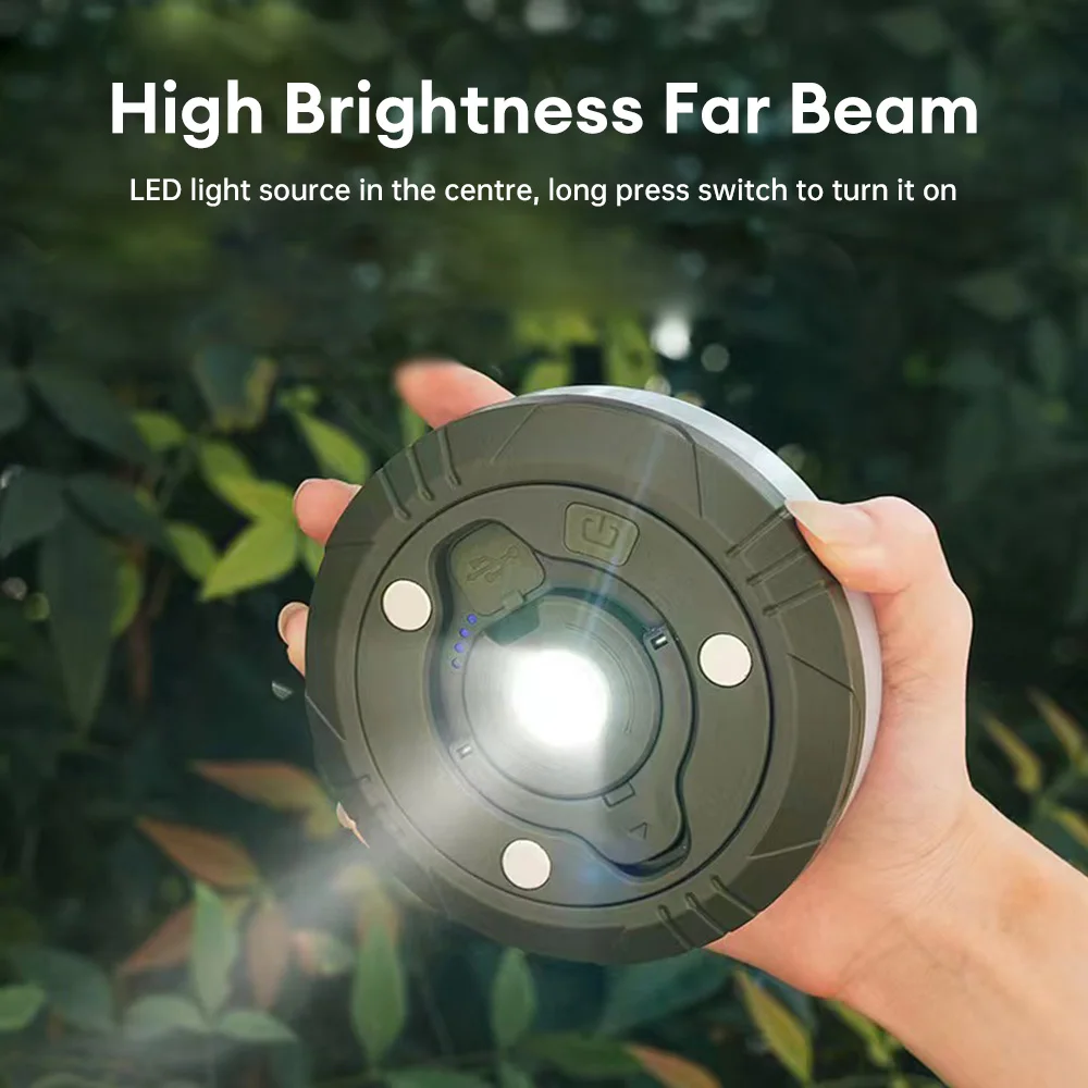 Rechargeable Camping Light 10M Light String Outdoor Tent RGB Atmosphere Waterproof LED Flashlight with Magnet Hook