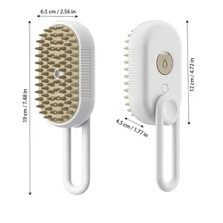 3-in-1 Pet Grooming Brush: Steamy Spray, Massage, & Hair Removal Tool (Brush white)