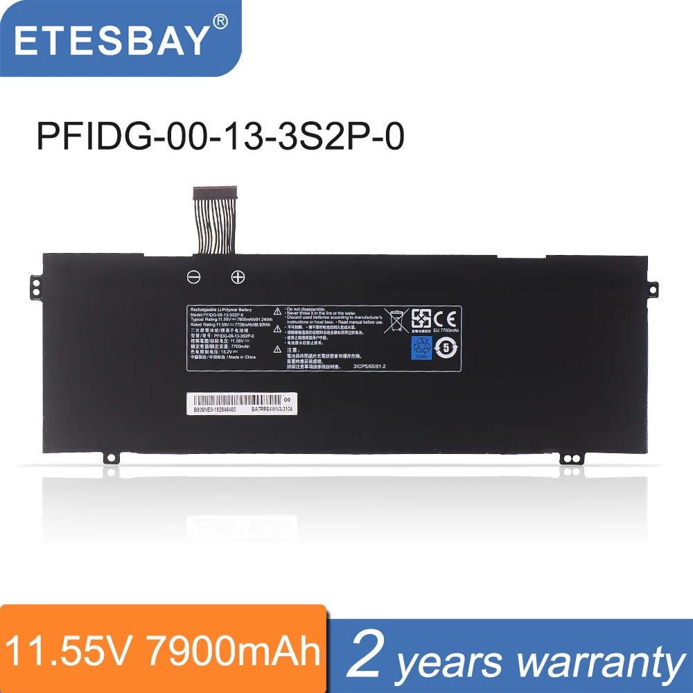 Etesbay Pfidg-00-13-3S2P-0 Batteria Per Laptop Per Mechrevo Code 01 Air Ii S1 Plus Per Medion Erazer Beast X10 Tongfang Gm7Mphp