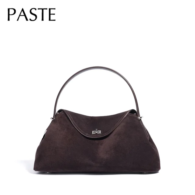 2026 automne hiver tout-match Bowling fourre-tout tout-match mat daim cuir de vachette femmes sac à bandoulière café violet Noble sac à main 1