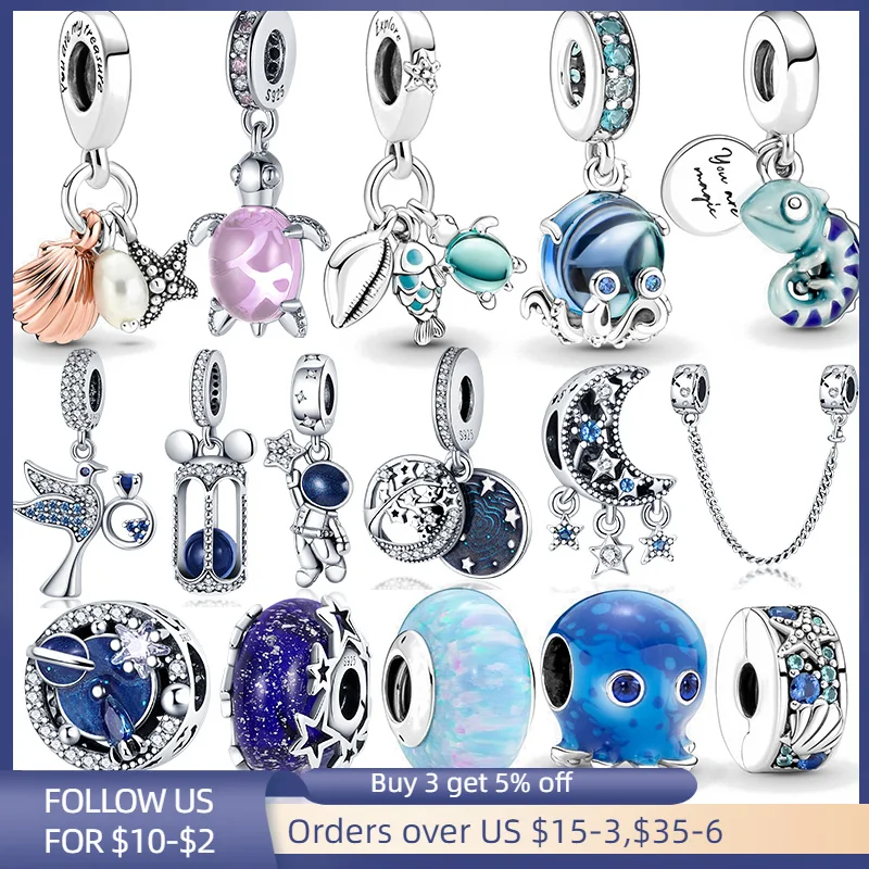 

Hot Sale 925 Sterling Silver Ocean Series and star series Charms Fit Original Pandora Bracelet Making Fashion Jewelry 2022 new