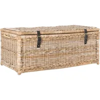 Wicker Storage Trunk, Collapsible for flat storage, Rattan-Kubusoft Gray, Coastal for Office Dorm Room-LivingRoom 1