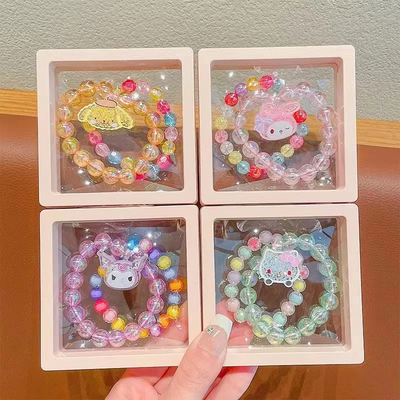 2Pcs/set Kawai Anime Sanrio Cinnamoroll Hello Kitty My Melody Beads  Bracelets Cartoon Cute Bangle Sweet Y2K Fashion High Quality - AliExpress