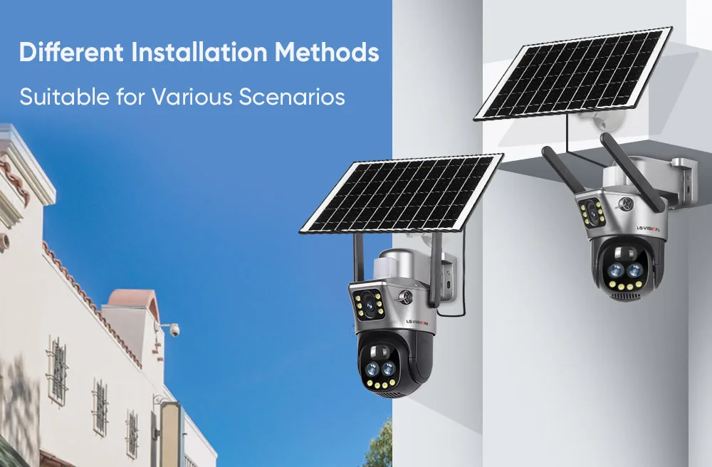 12MP 4G/WiFi Solar Camera Dual Screen Three Lens 10X Zoom Outdoor Surveillance C