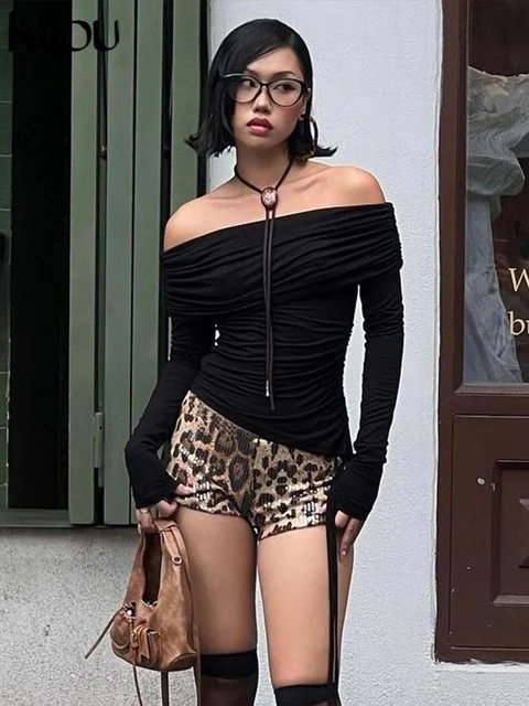 kliou Sequins Shiny Women Shorts Fashion Leopard Printed New High Waist Body-shaping Mini Bottoms Female New Stunning Streetwear 6