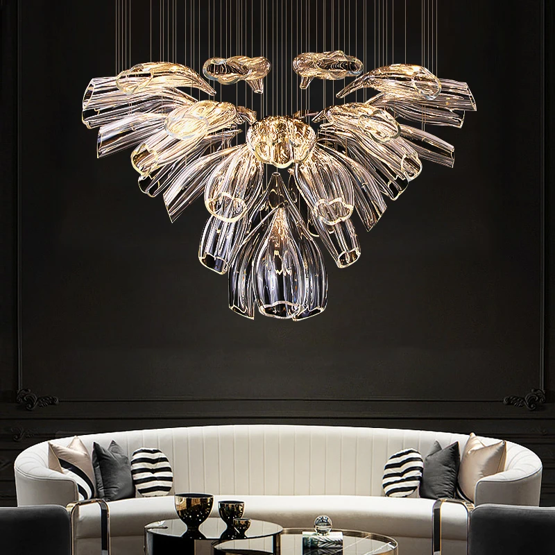 

Nordic LED Luxury Crystal Chandeliers Living Dining Room Hotel Hall Villa Decor Glass Hanging Pendant Lights Gold Silver Lustre