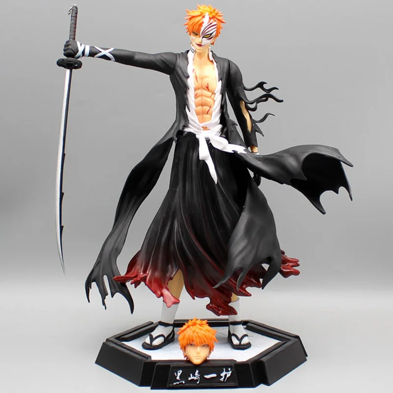 Zhongkaihua Kurosaki Ichigo - Grande statue - 28 cm - Mugetsu Ichigo - Figurine d'action de combat avec base - Modèle animé - Figurine de collection - Ornement de bureau - Cadeaux