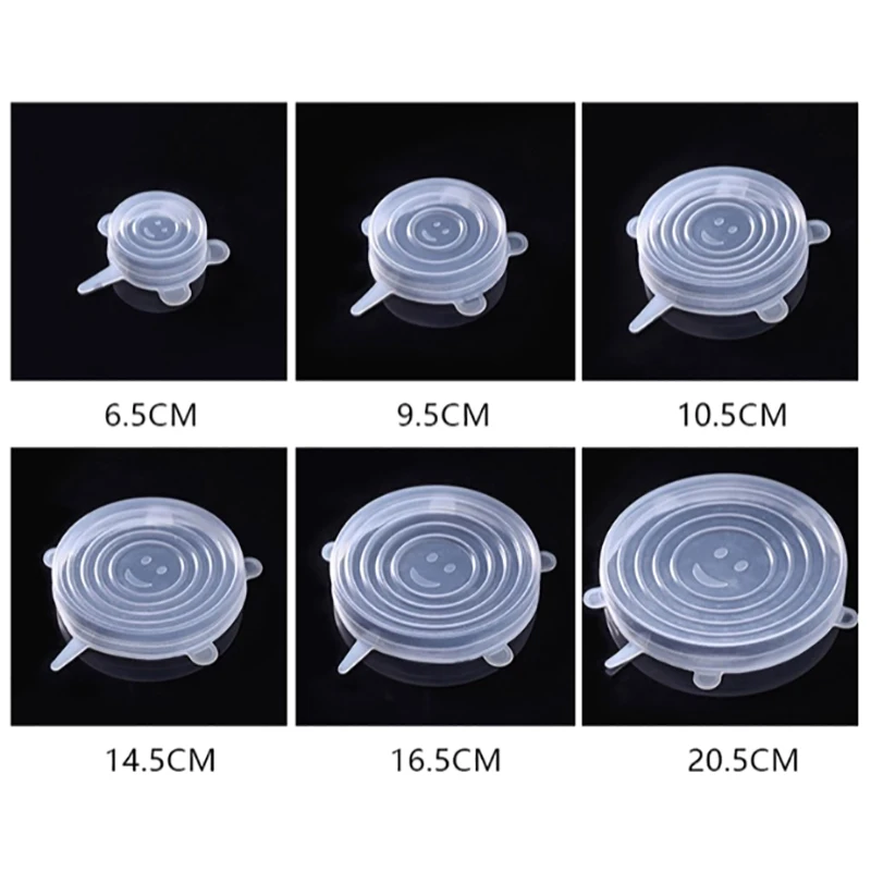 6pcs Silicone Covers Adaptable Silicone Lids Universal Dish Stretch Keeping Fresh Airtight Cover Food Lids For Kitchen food cover fresh keeping cover preservation cover