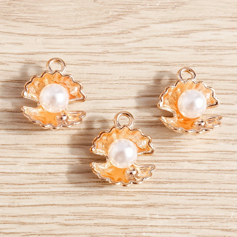 10 Stück 13x15mm süße Legierung Perle Muschel Charms Anhänger für Schmuckherstellung Tropfen Ohrringe Halsketten Armbänder DIY Handwerk Zubehör – Detail 3