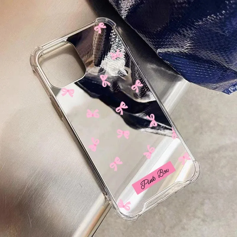 Adorable Bowknot Phone Case with Makeup Mirror Cover