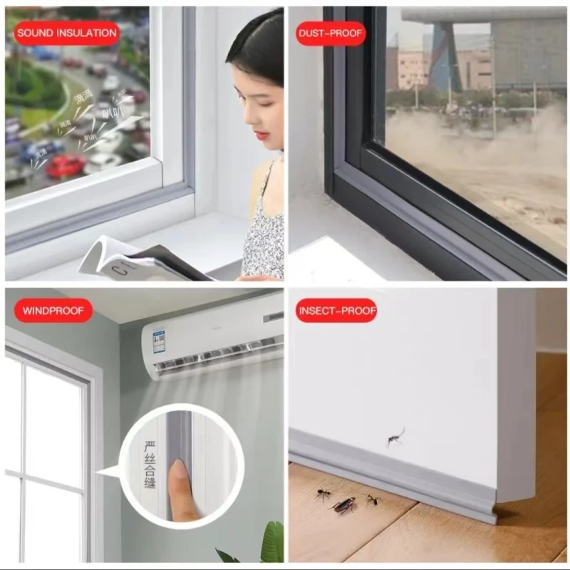 20M Sliding Door/Window Sealing Strip Plastic Steel Window Aluminum Alloy Windshield Window Self Adhesive PU Foam Weather Strip