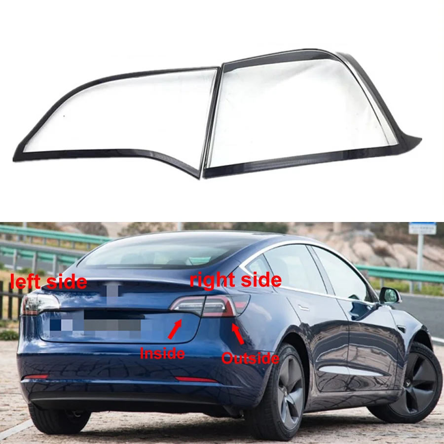 

For Tesla Model 3 2019 2020 2021 2022 Car Rear Tail Light Cover Lamp Shell Plexiglass Replace The Original Lampshade X