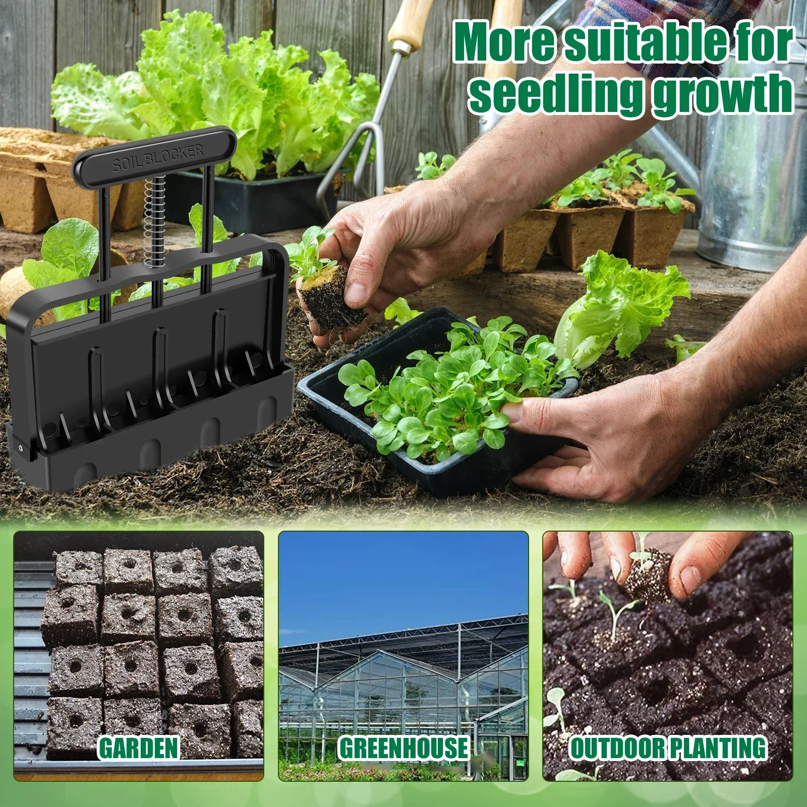 Handheld Planting Tool Soil Block Maker Hand-held Soil Block Making Tool Heavy-Duty Manual Maker Reusable for Garden