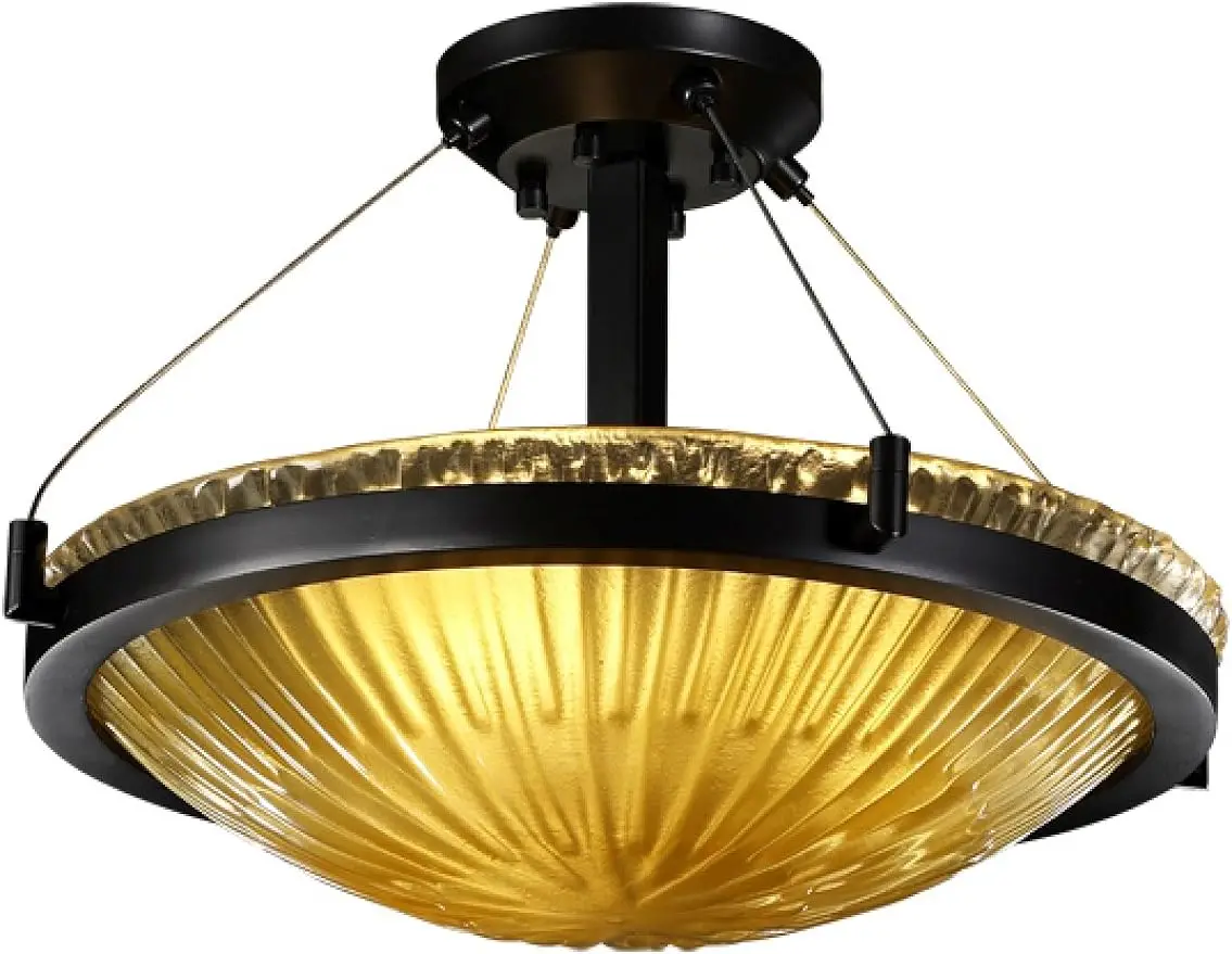 

Design Group Lighting GLA-9681-35-GLDC-MBLK-LED3-3000 Veneto Luce-Ring 21" Semi-Flush Round Bowl Shade-Matte