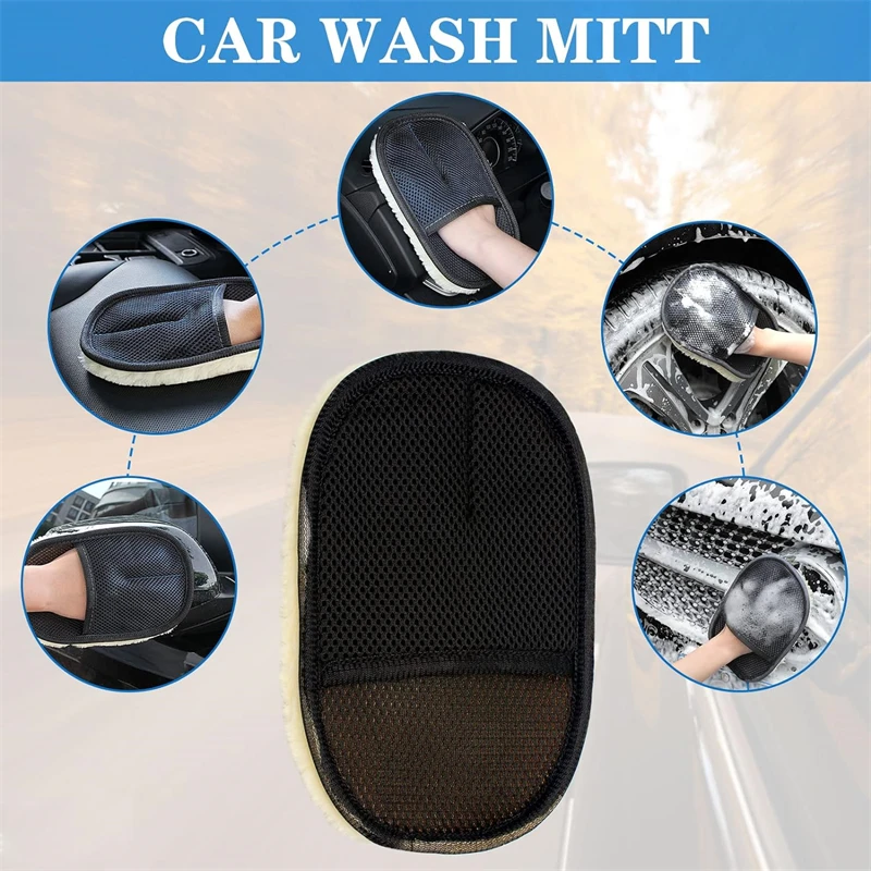 car cleaning gloves 1/10Pcs Car Cleaning Sponge Glove Car Polishing Washing Mitt Microfibre Wash For Automotive Kitchen Homes Cleaner Wool