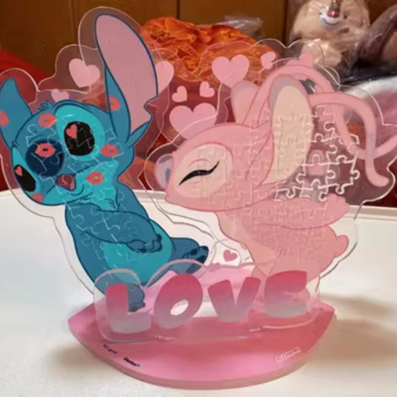 Disney-rompecabezas 3d-Jp de la serie Lilo & Stitch, 40 piezas, exhibición de mesa, Día de San Valentín, regalo de cumpleaños divertido, latido del corazón dulce