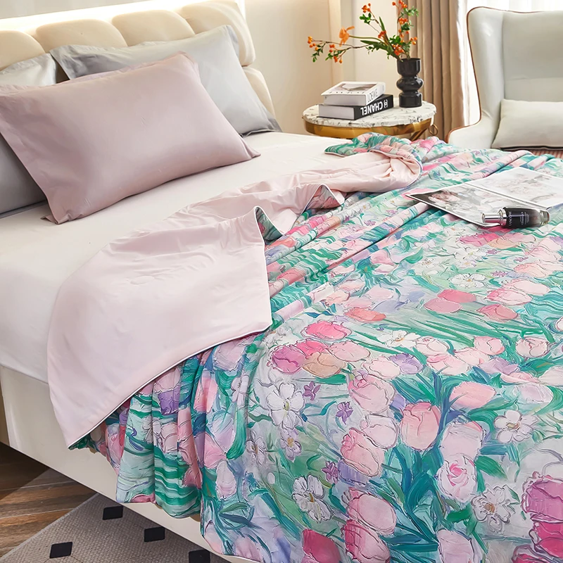 الأزهار نمط المعزي لحاف ناعم بطانية الصيف لحاف ناع...