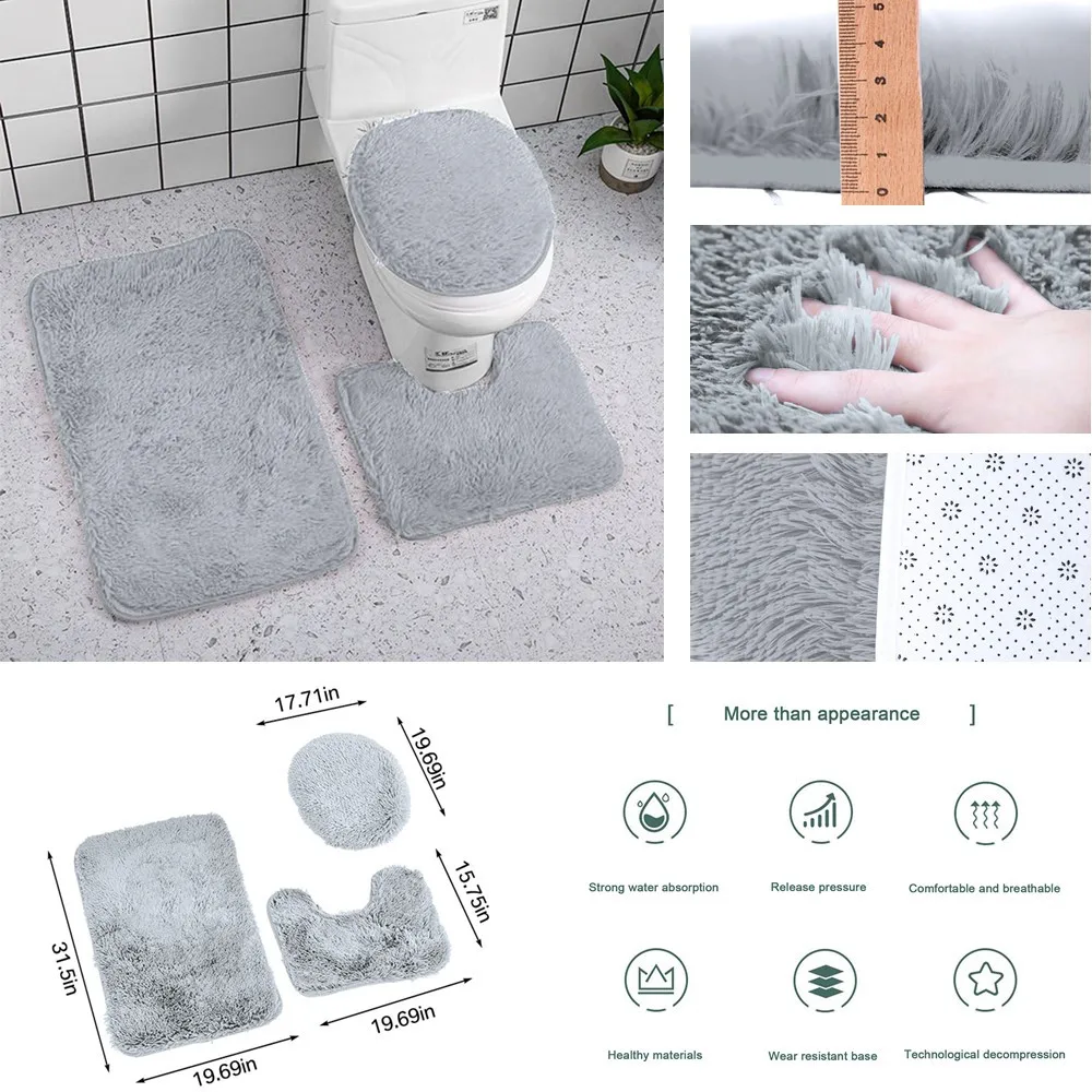 Buy Wholesale China 3 Pieces Bathroom Rug Set, Ultra Soft Non Slip Bath Rug  And Absorbent Chenille Bath Mat & Bathroom Rug Set Mats at USD 9.6