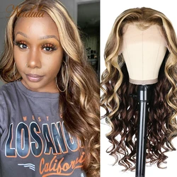 Nadula Highlight Wig 13x4 Body Wave Hair Wig With Face Framing Highlighs Human Hair Lace Front Wigs Pre Plucked With Baby Hair