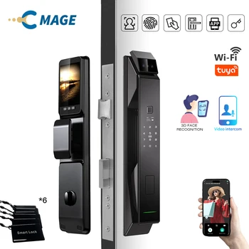 Tuya WiFi 3D Face Recognition Smart Lock with Fingerprint Password Card App Unlocking Face Capture Digital Electronic Lock