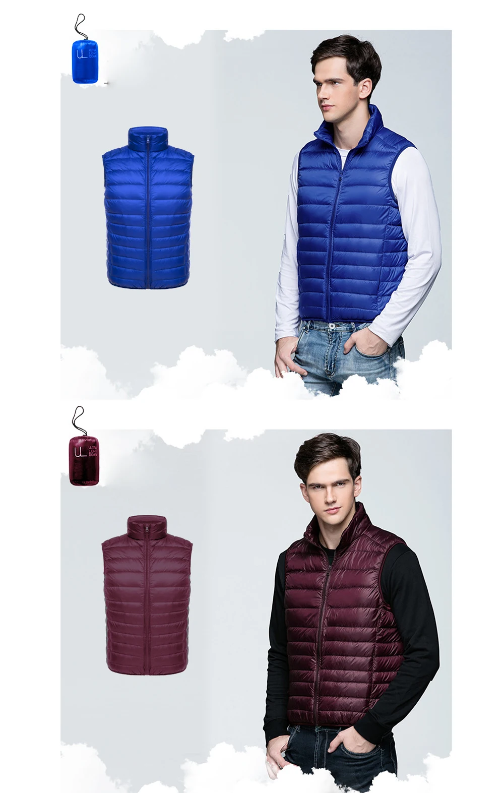 Winter Mens Ultra Light Duck Down Vest - Outdoor Use