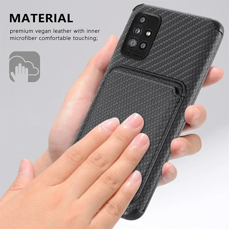 Enhanced Carbon Fiber Magnetic Wallet Case with MagSafe Card Holder