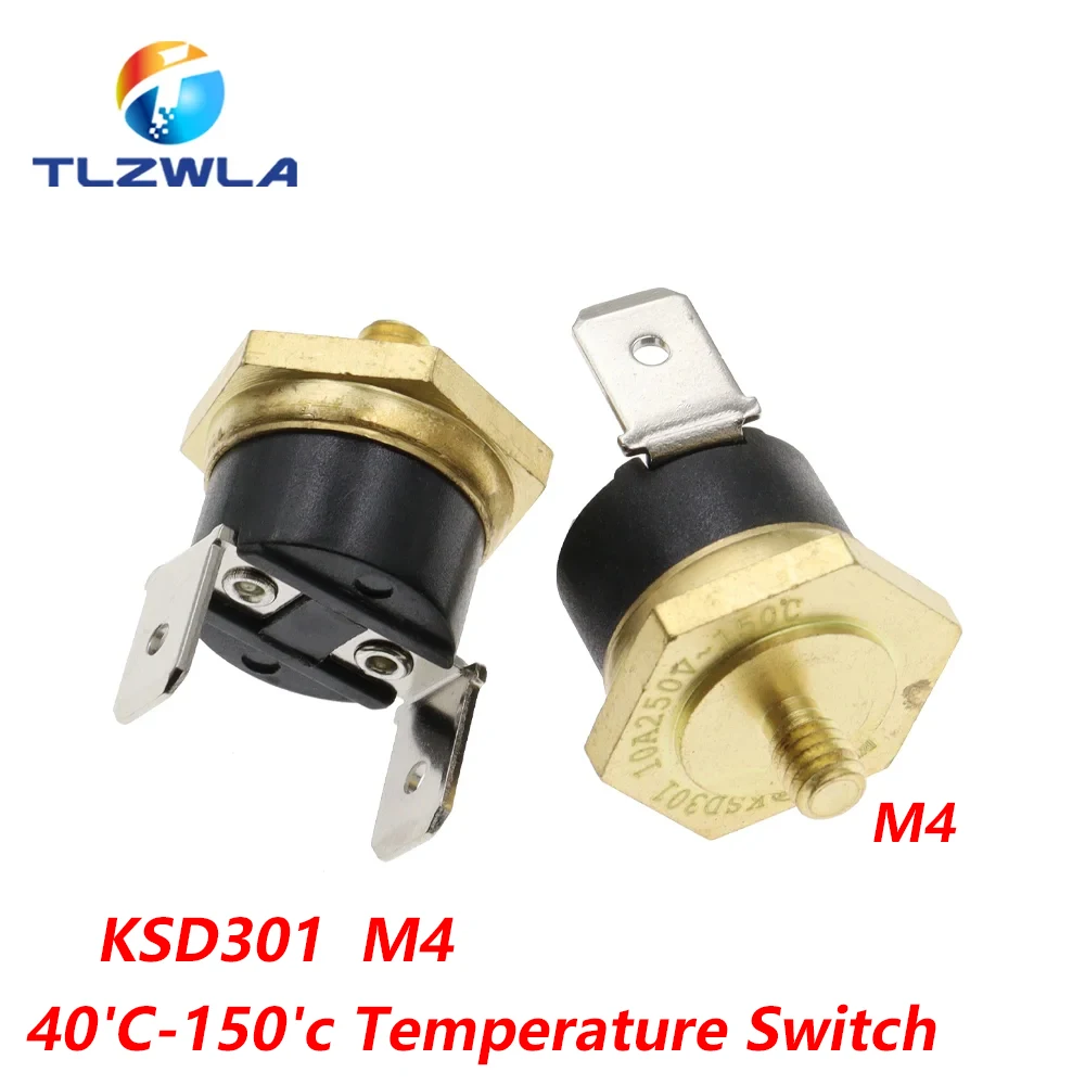 1PCS Normal Closed 10A 250V Temperature Switch Screw Cap KSD301 M4 40/45/50/55/60/65/70/75/80/85/90/100/110C/120/130 Degrees