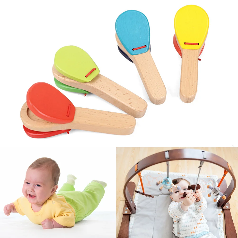 

Lovely Kids Wooden Castanet Clapper Educational Toy Musical Percussion for Baby Early Learning (Random Color)