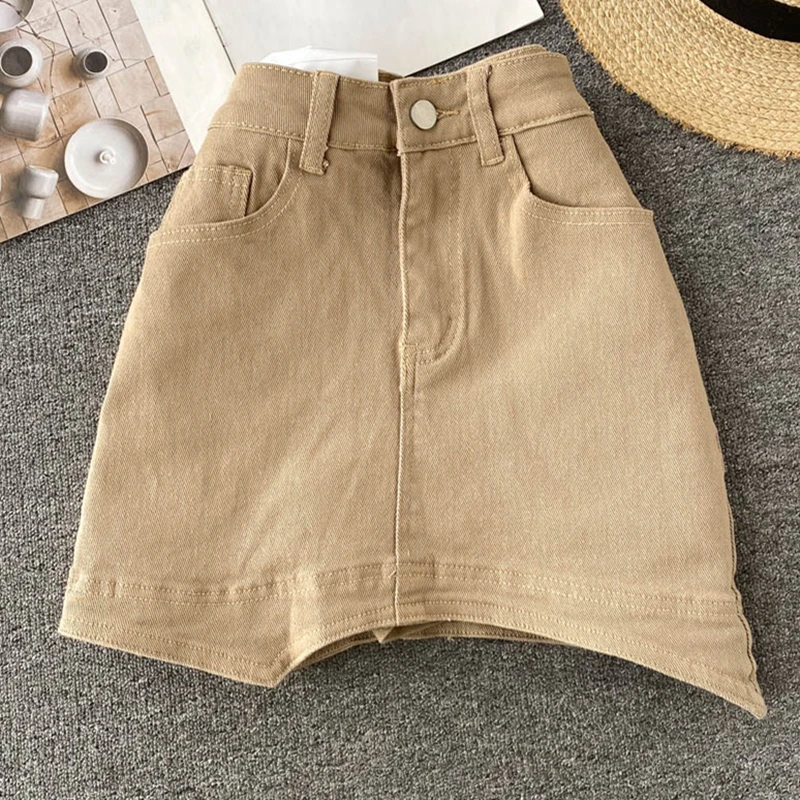 Women High Waist Streetwear Skirt Casual Solid Mini A-Line Short Skirt Ladies Harajuku Irregular Package Hip Skirts Female lululemon skirt