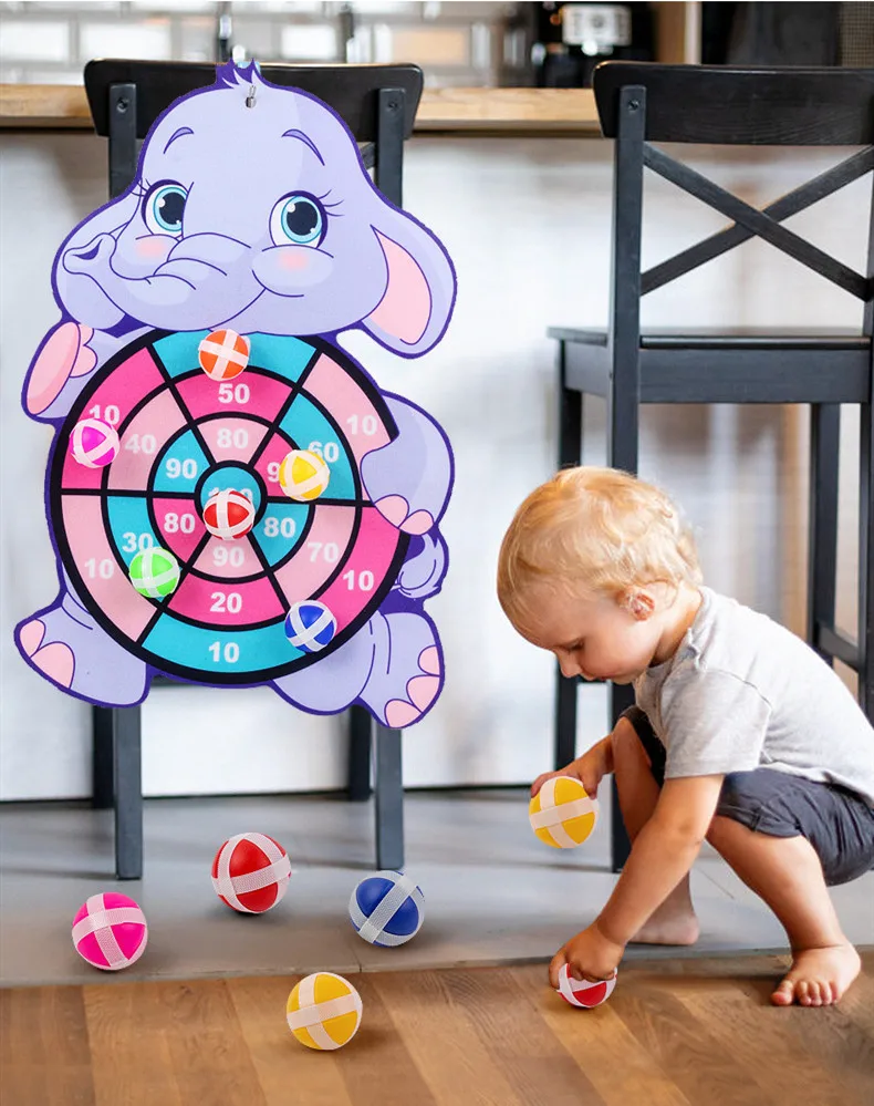 

Montessori Children Cartoon Animal Dart Board Sticky Ball Rabbit Family Interactive Educational Toy Christmas Gift
