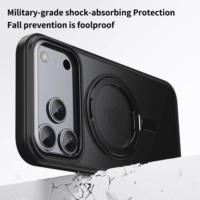 Enhanced 360° Rotating Magnetic Stand Case with Premium Metal Button and Folding Bracket