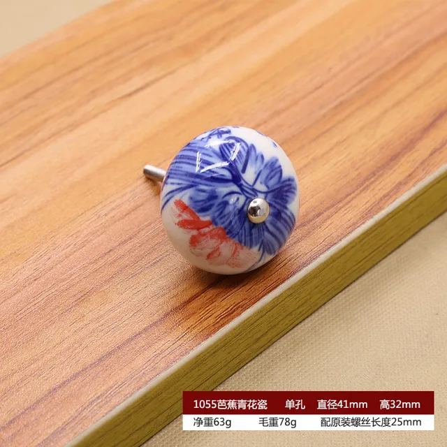 Kerámia Fogantyú Retro Kézzel Festett Kék És Fehér Porcelán Fogantyúház Szekrény Fiókok - Image 4