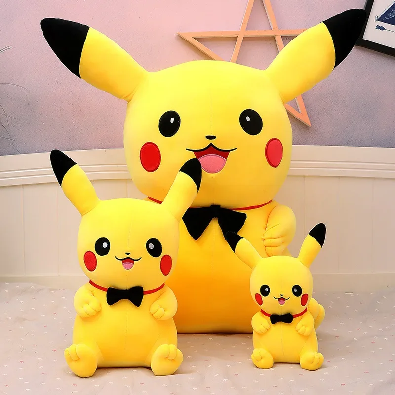 Peluche de Pikachu de pokémon para niños y niñas, muñeco de felpa de tamaño grande de 80cm, Kawaii, elfo amarillo, muñeco de peluche suave de dibujos animados, regalo de cumpleaños