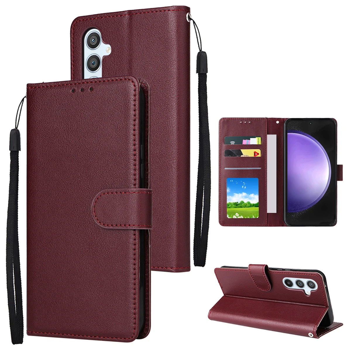 thumbnail image 1 of Funda de cuero con tapa magnética y ranura para tarjetas para Samsung Galaxy S24 Ultra S23 Plus S22 S21 S20 FE S10 S9 S8, 1 of 5