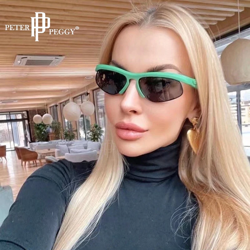 

Солнцезащитные очки в полуоправе для мужчин и женщин, винтажные, в полуоправе, для спорта на открытом воздухе, вождения