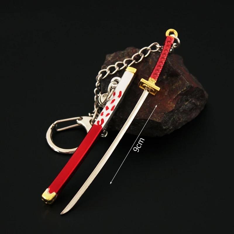 Mini One Piece Keychain 9cm Sword Weapon Model Metal Zoro Yamato Ame No Habakiri Autumn Water Katana Anime Peripherals Toy 6