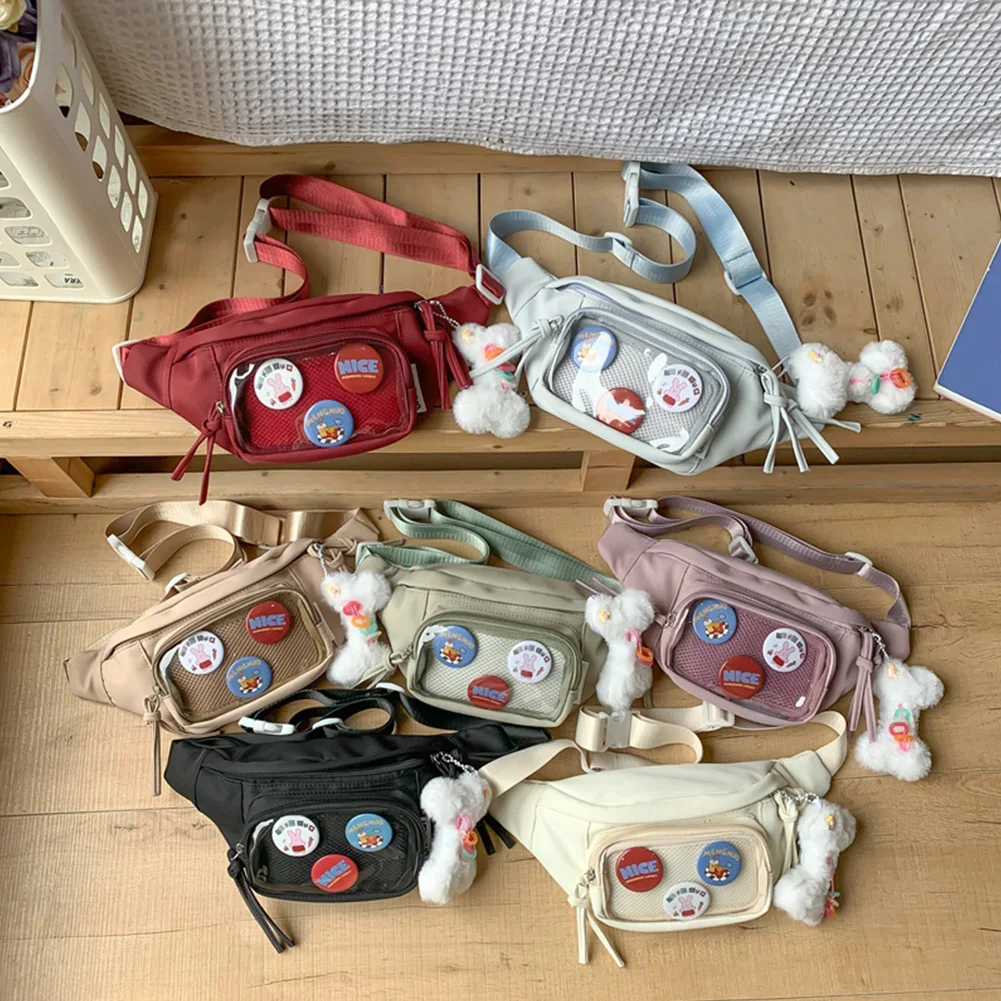 Ita Bag Fanny Pack Cute Crossbody Sling Bag Nylon PVC Belt Bag Chest Bag for Women Girls Teens