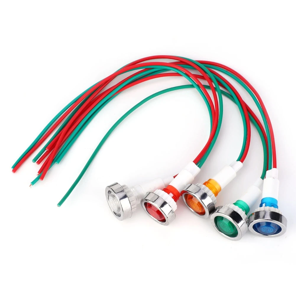 15개 DC12V 10mm LED 파일럿 램프 전원 표시등(와이어 케이블 포함)