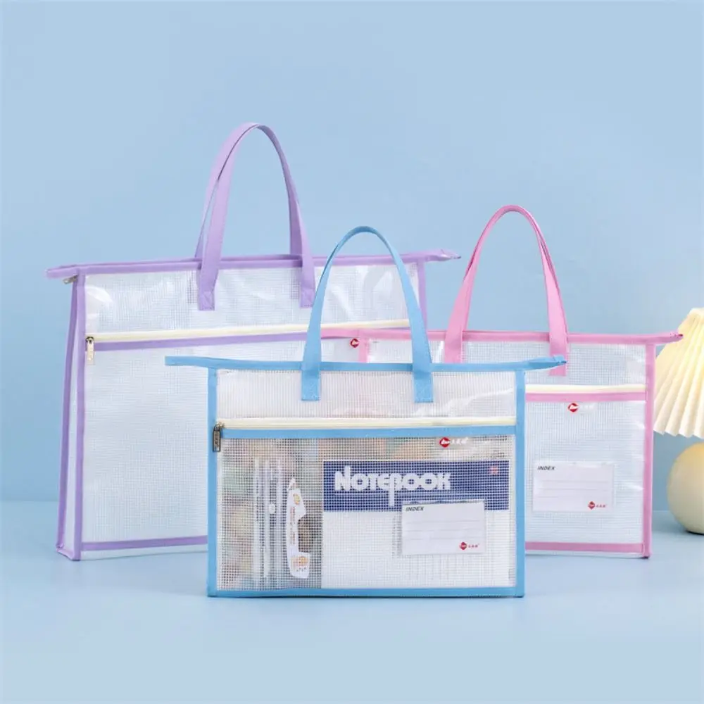 투명 A3/A4 파일 보관 가방, 다층 방수 문서 가방, 핸들 아트 포트폴리오 케이스 포함, 대용량