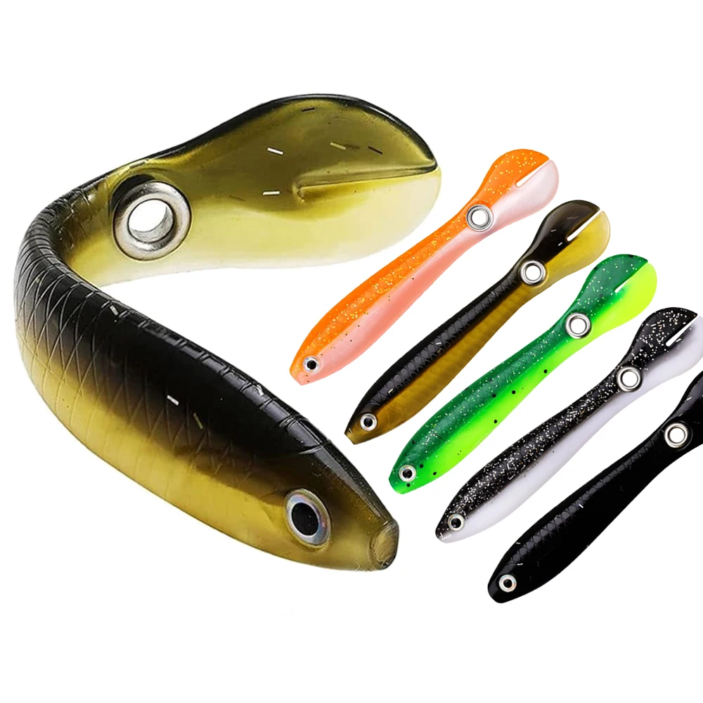 HOTUT 3D Eyes Soft Fishing Lures - Paddle Tail, 10 Pre-Rigged Lures, Sharp Single Hook Baits For Sea Bass Pike Trout Perch
