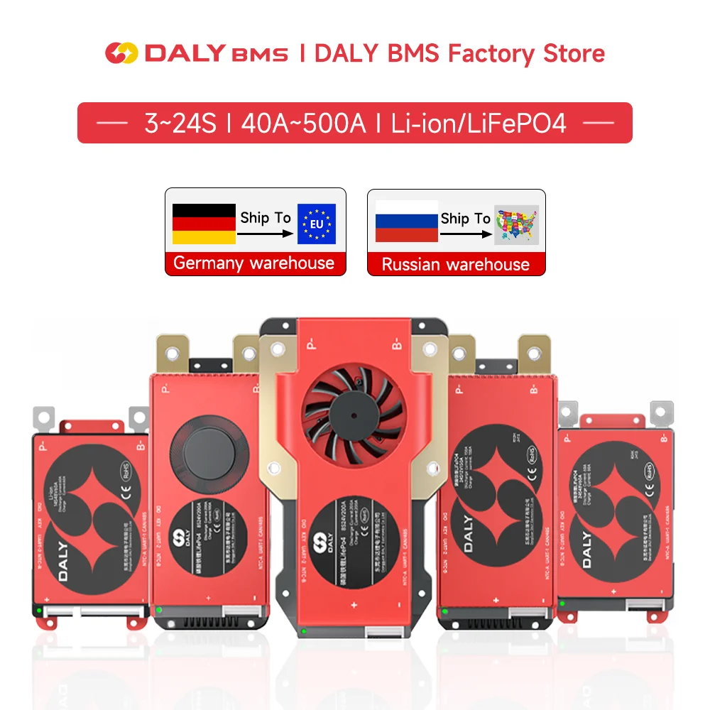 Daly Smart BMS 4S  Lifepo4 8S 16S 40A 60A 100A 150A 200A 300A 400A 500A Bluetooth APP for Inverter Solar RV RS485 CANBUS