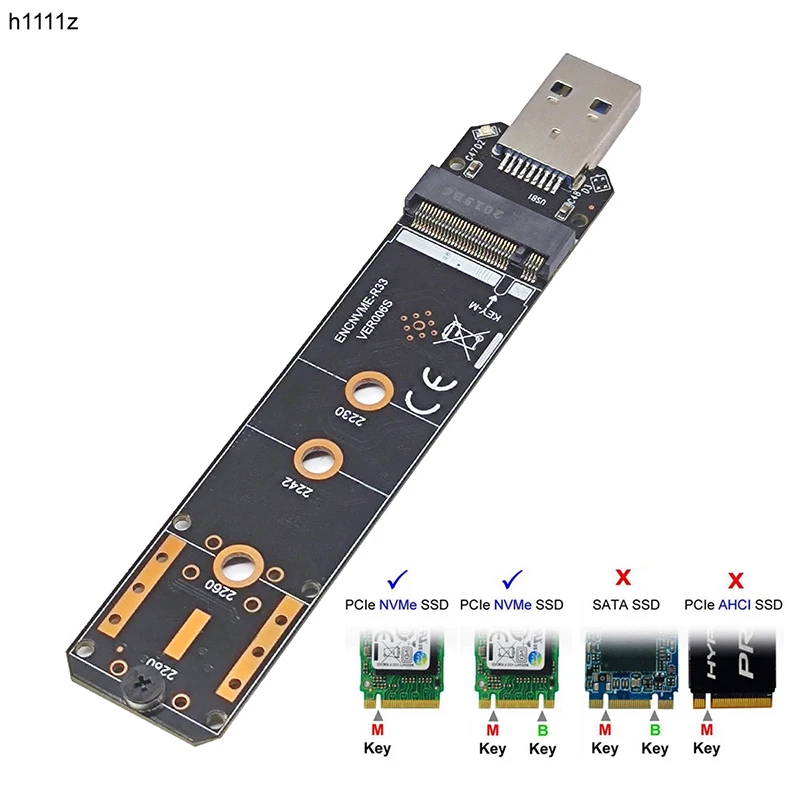Nvme Usb Adaptador M.2 Nvme para Usb 3.1 Ssd Adaptador 10gbps Usb3.1 Gen Rtl9210 Chips para m Chave m2 Nvme 2230 2242 2260 2280 m. Ssd