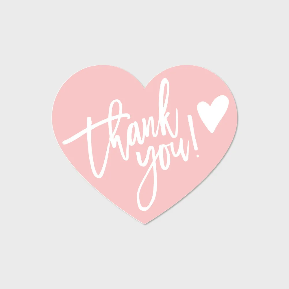 30pcs 6*7cm Heart Shaped Pink Thank You Card Gift Card Holiday Wedding Packaging Bouquet Decoration Store Packaging