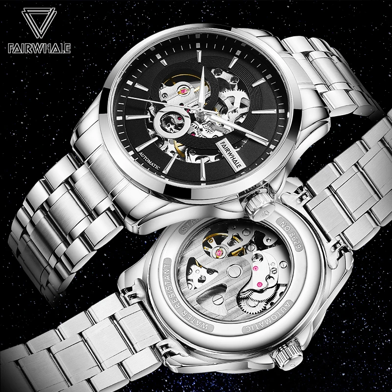 Latest Hollow Automatic Man watch Fashion Stainless Steel Tourbillon Mechanical Watches for Men Waterproof relojes Dropshipping