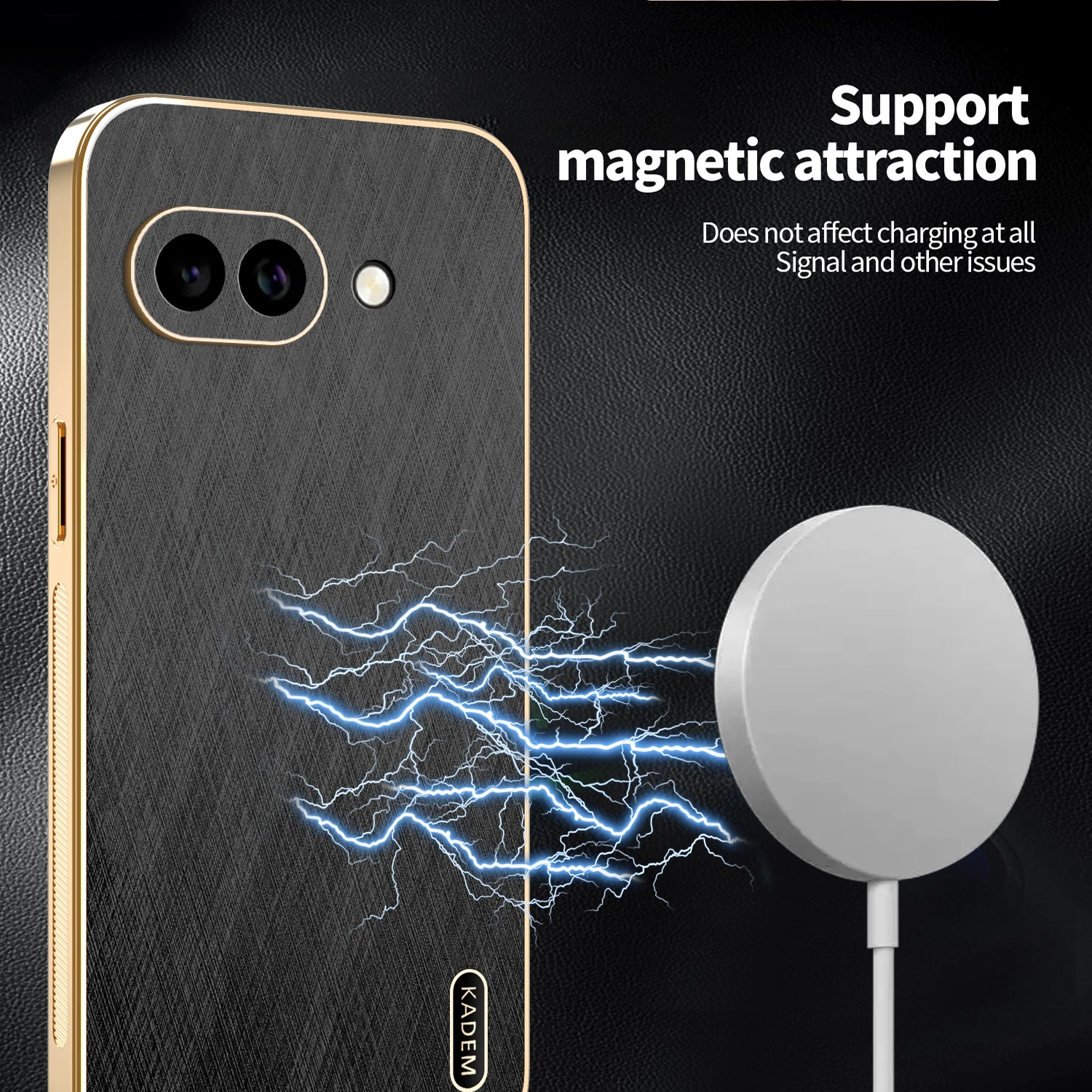 Luxury Gold Silk Texture Leather-Plated Shockproof Case