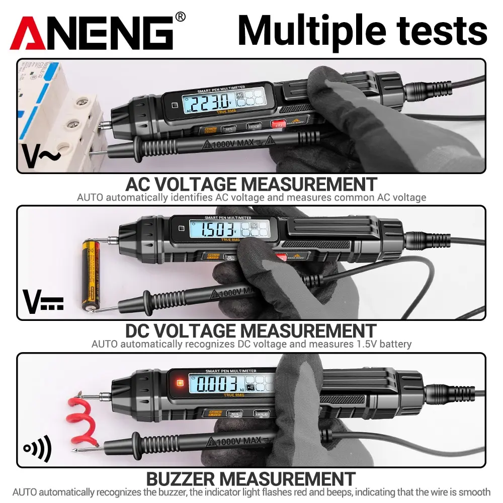 ANENG A3005 Digital Multimeter Pen Type 4000 Counts Professional Meter Non-Contact Auto AC/DC Voltage Ohm Diode Tester Meter