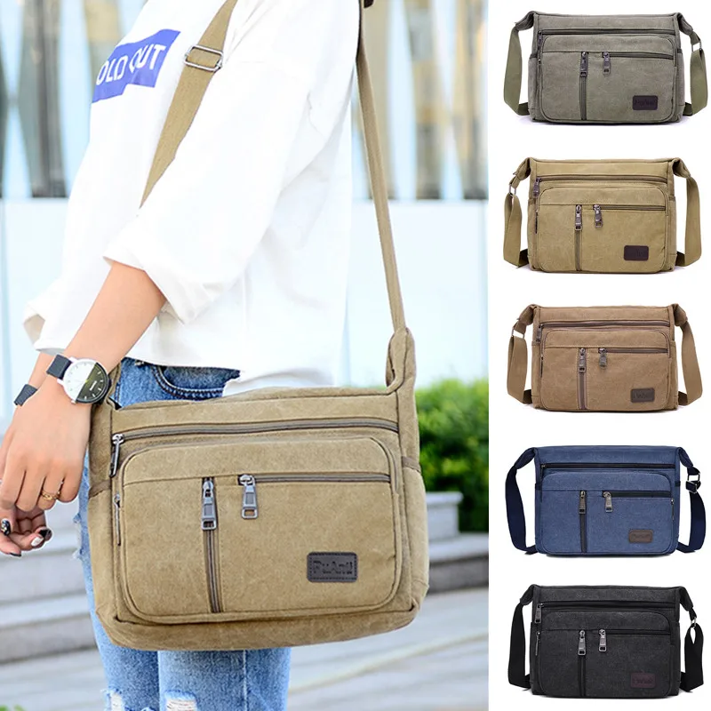 

Outdoor Casual Retro Business Bag High Capacity Canvas Bag Simple Version Shoulder Bag Diagonal Package Bag For Men Men'S Big