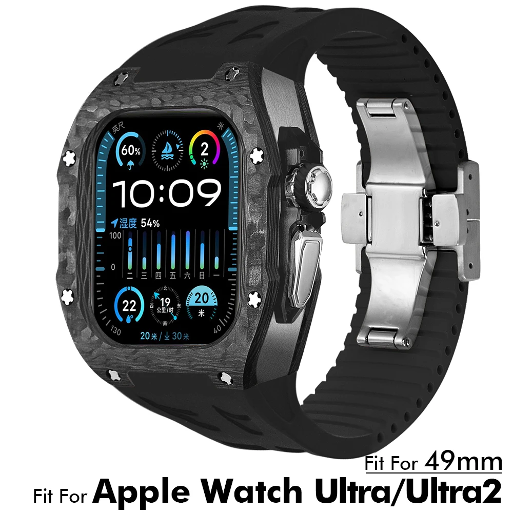 애플 워치 울트라 49mm 수정 키트, 탄소 섬유 케이스, 럭셔리 패션 보호, iWatch 울트라 2 모드 키트 케이스, 스트랩  애플워치울트라케이스
