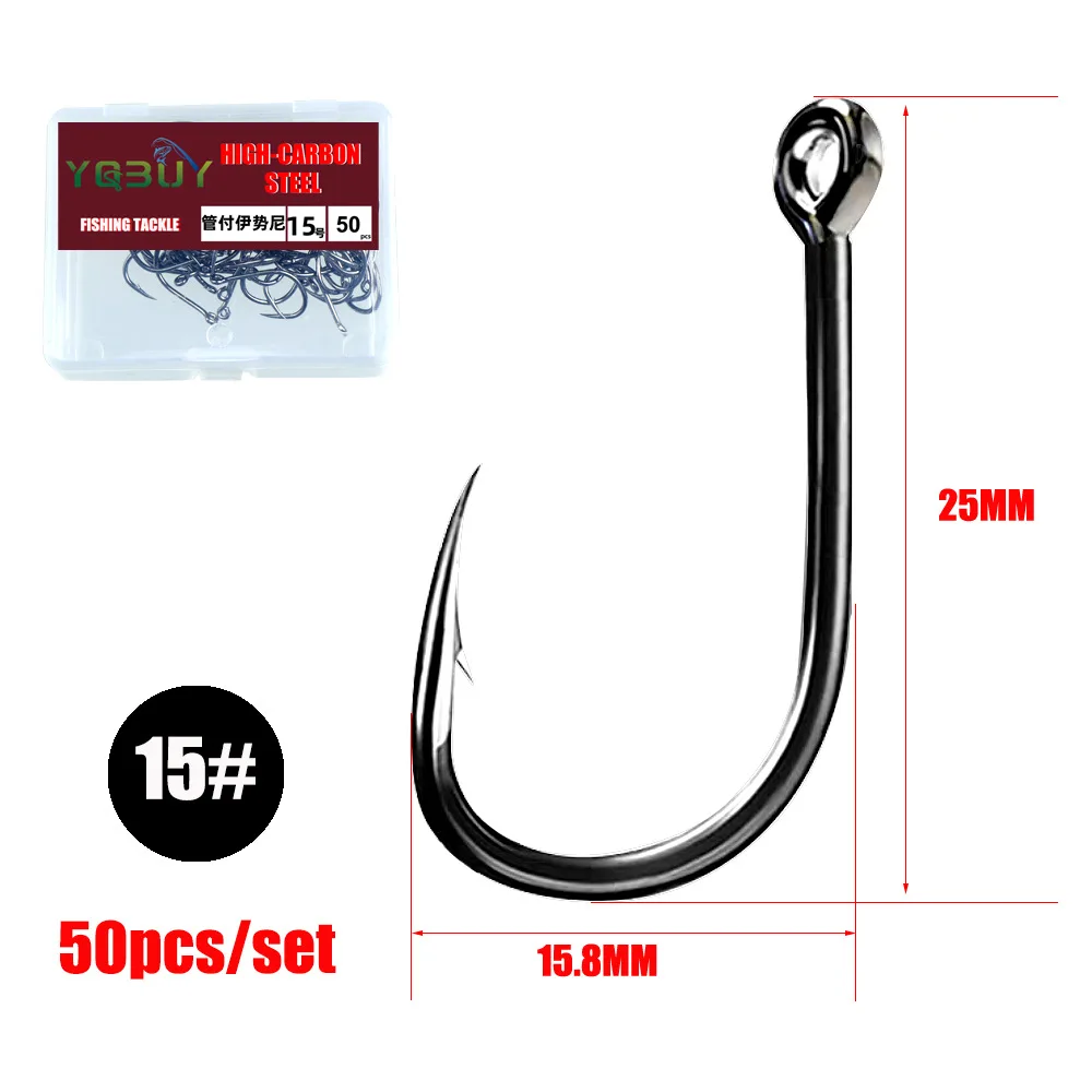 100/70/60/50 Stück Angelhaken mit Box, Kreishaken mit Öse, Jighead-Haken 3 # -15 # Widerhaken-Angelhaken für Karpfenangeln Angelzubehör – Detail 18