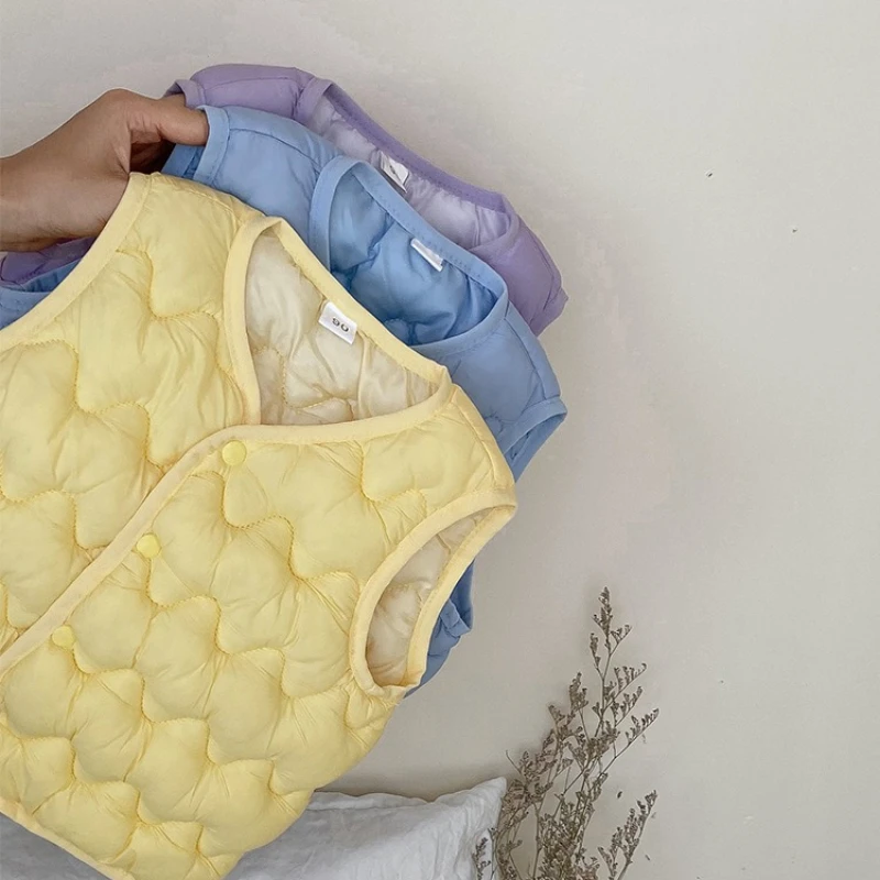 어린이용 다운 충전 면 조끼 겨울용 두꺼운 조끼 소년 소녀용 청소년 면 조끼 8세 이상 적합
